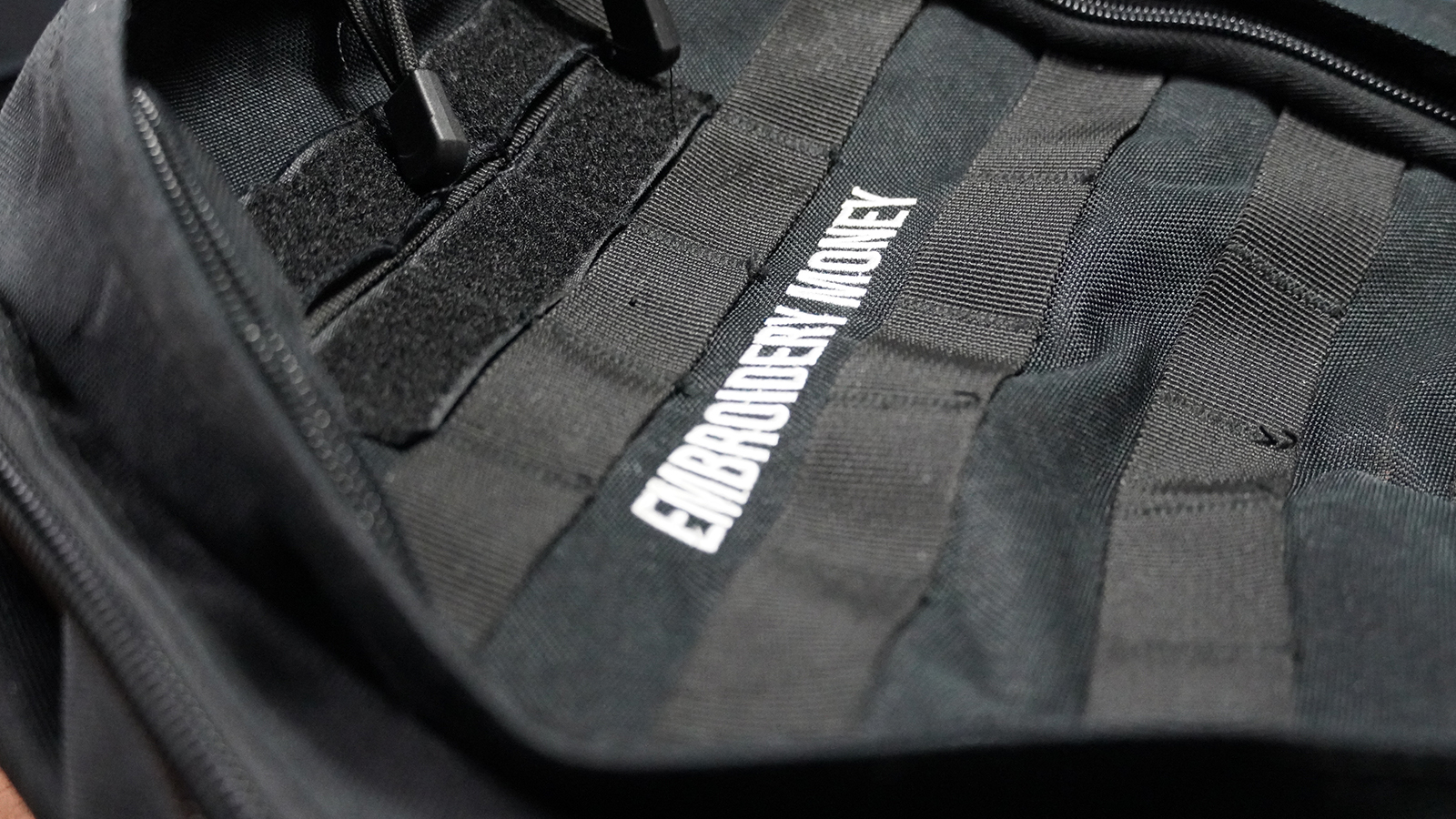Embroidering logo on hoodie and backpack